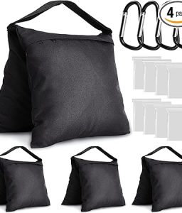 Aimosen 4 Packs Sandbags Weight Bags for Light Stand Photography Video Equipment, Heavy Duty Saddlebag for Backdrop Stand, Photo Tripod, Canopy, Pop up Tent, Umbrella Base, Fishing Chair, Picnic Table