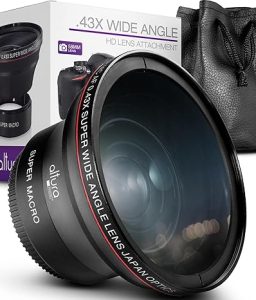58MM 0.43x Altura Photo Professional HD Wide Angle Lens (w/Macro Portion) for EOS 70D 77D 80D 90D Rebel T8i T7 T7i T6i T6s T6 SL2 SL3 DSLR Cameras
